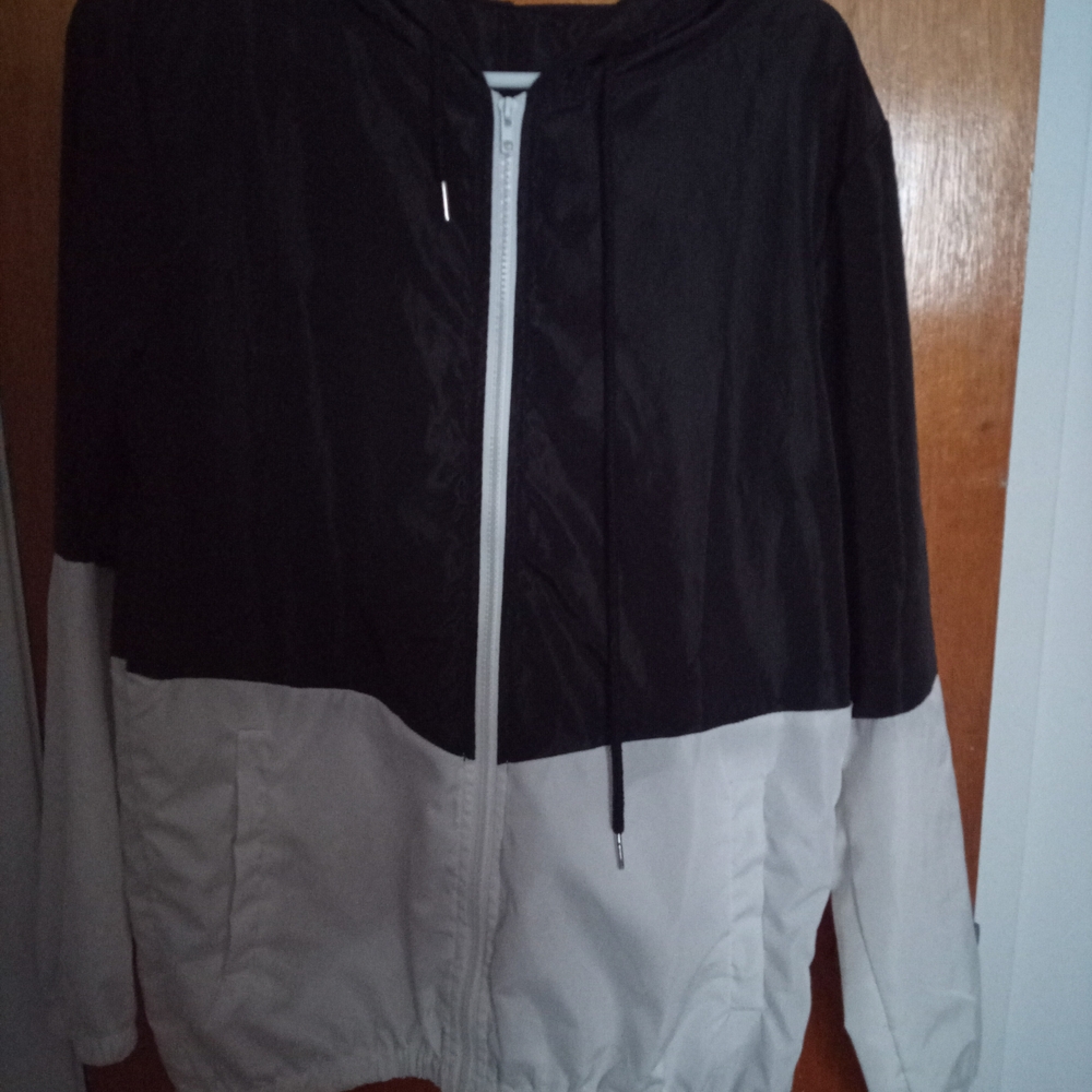 Black and White Hooded Jacket